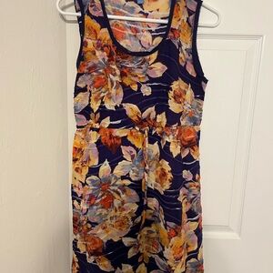 Simply Vera Vera Wang Blue Gold Midi Sundress Sleeveless Scoop Neck